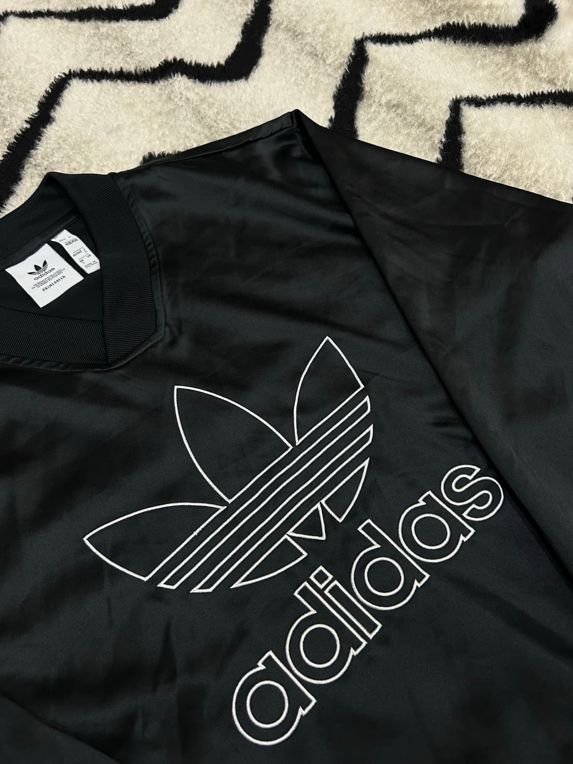 [S]아디다스 사틴 빅로고 져지 맨투맨/블랙 상품이미지1