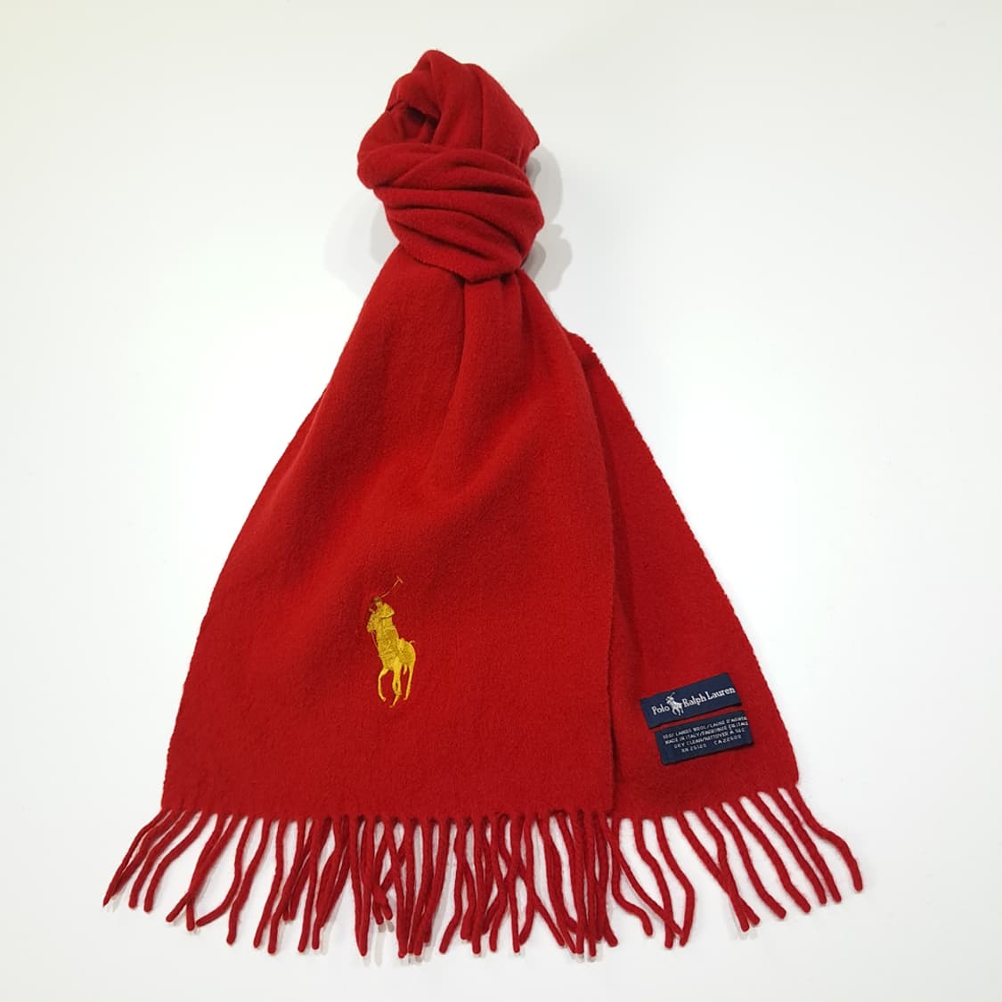MX405 폴로 이태리판 램스울 골드포니 레드 머플러 목도리 상품이미지2