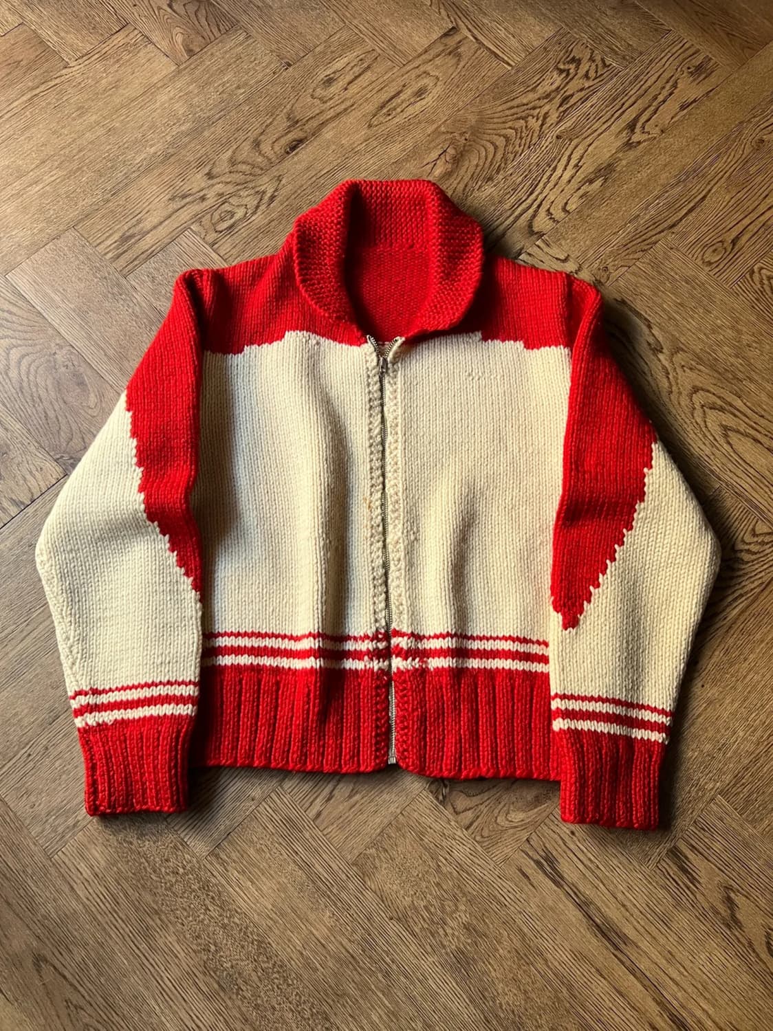 [M]6~70's 빈티지 핸드메이드 집업 코위찬 스웨터 상품이미지1