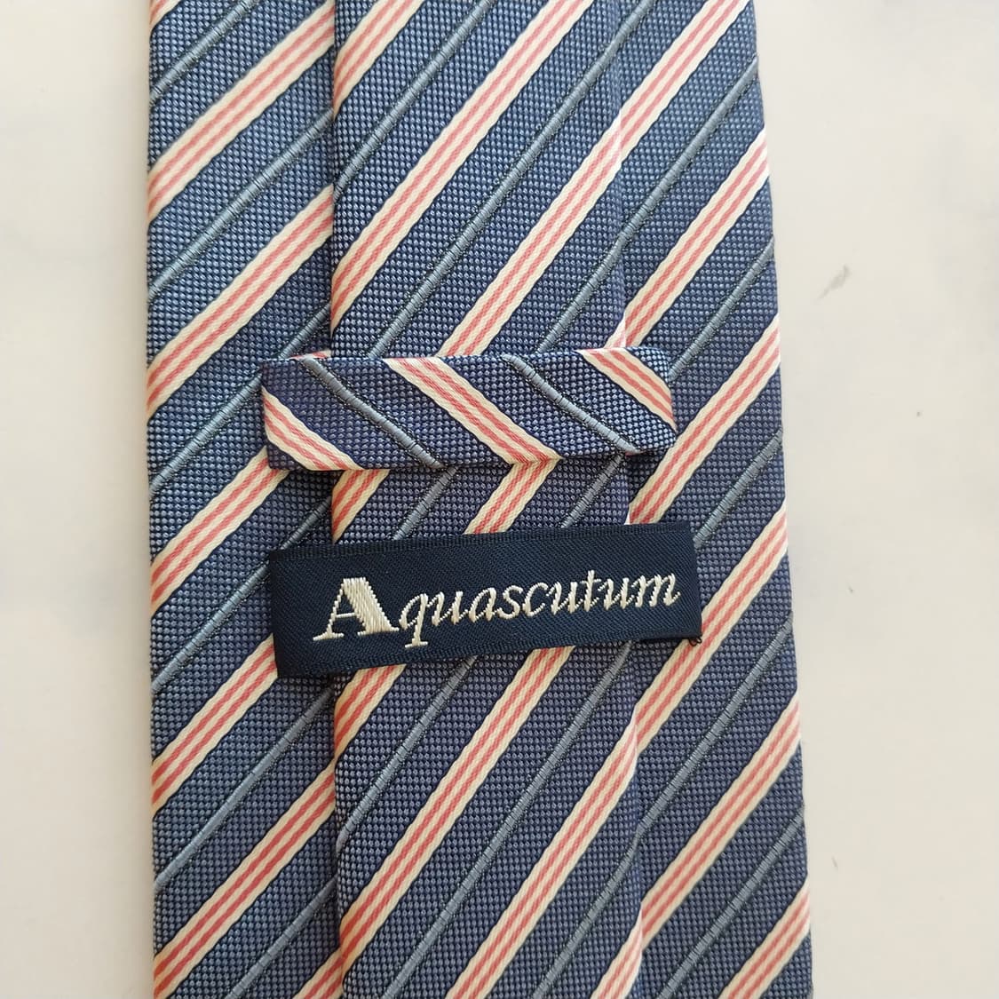 아쿠아스큐텀 블루 스트라이프 넥타이 9.2cm S~A+등급 K2506 상품이미지9