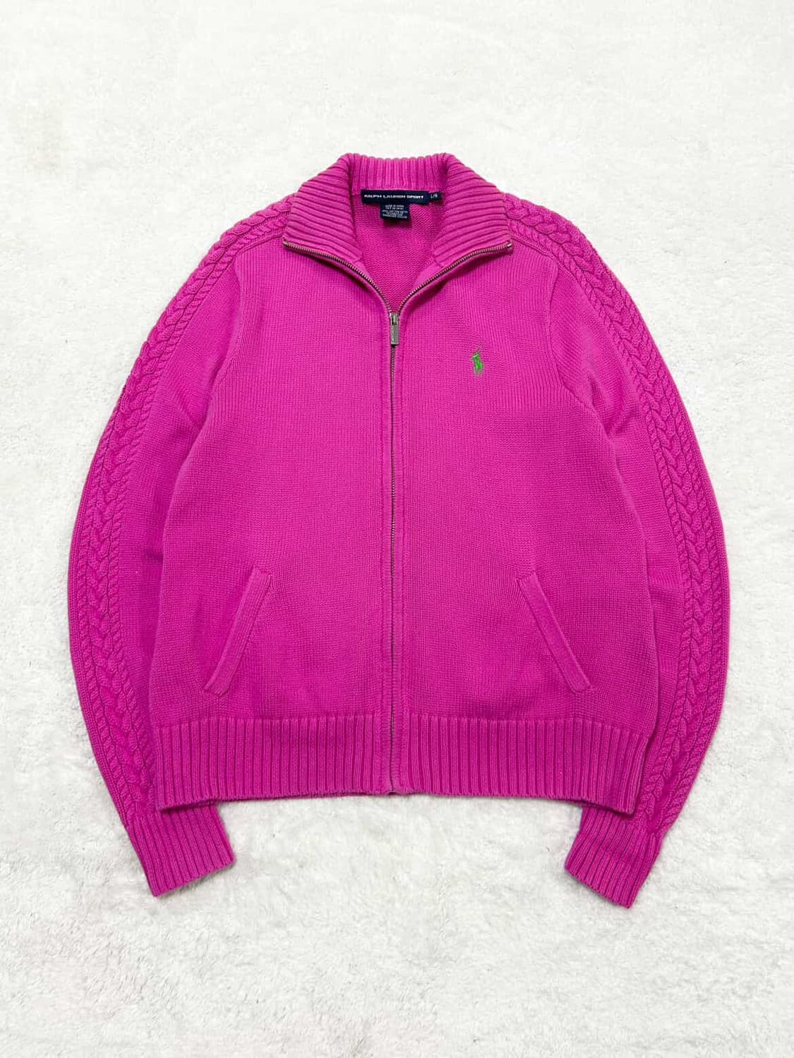 폴로 연두포니 핑크 니트집업 상품이미지6