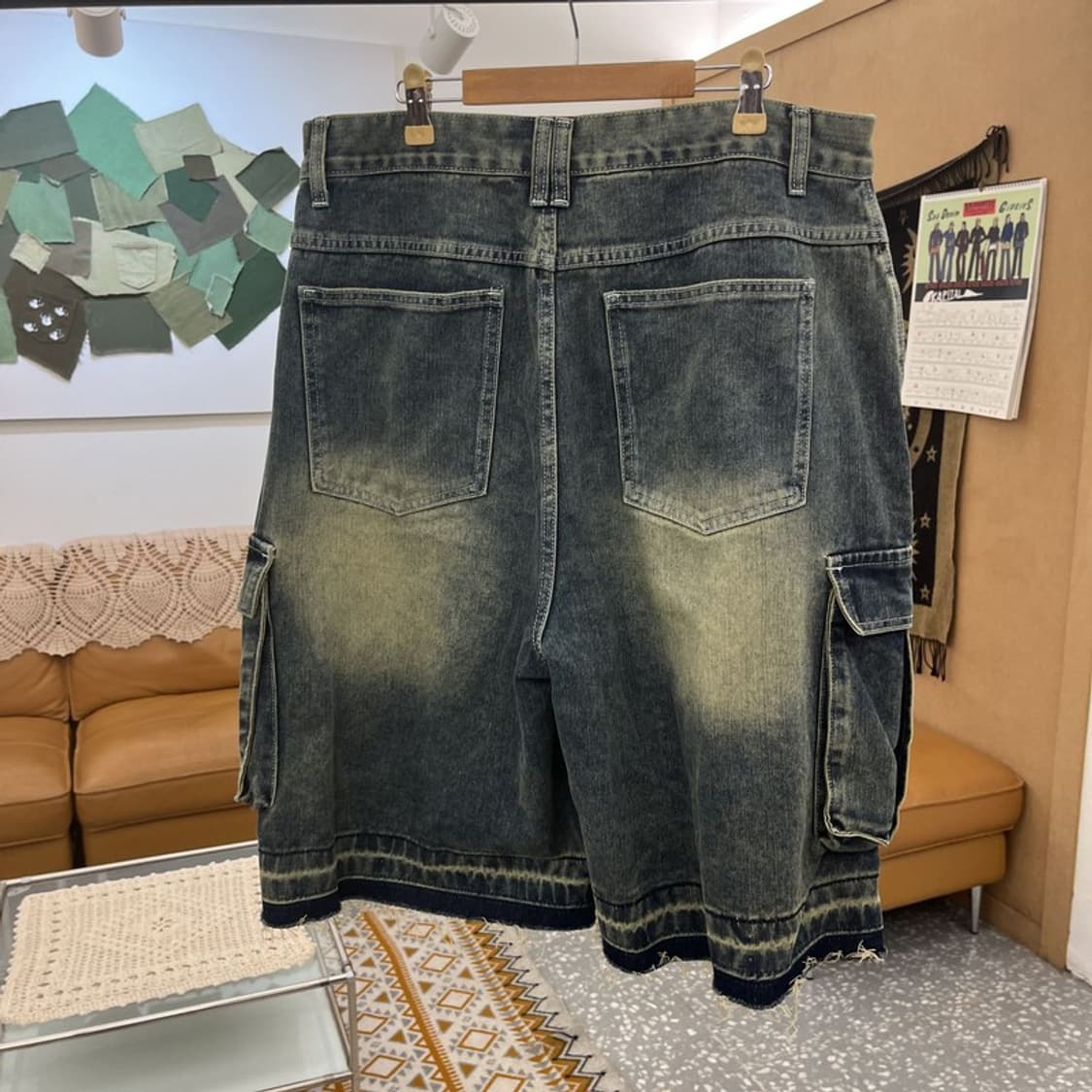 어널러코드 빈티지 아메카지 워싱 데님 카고 반바지 L C11123 상품이미지4