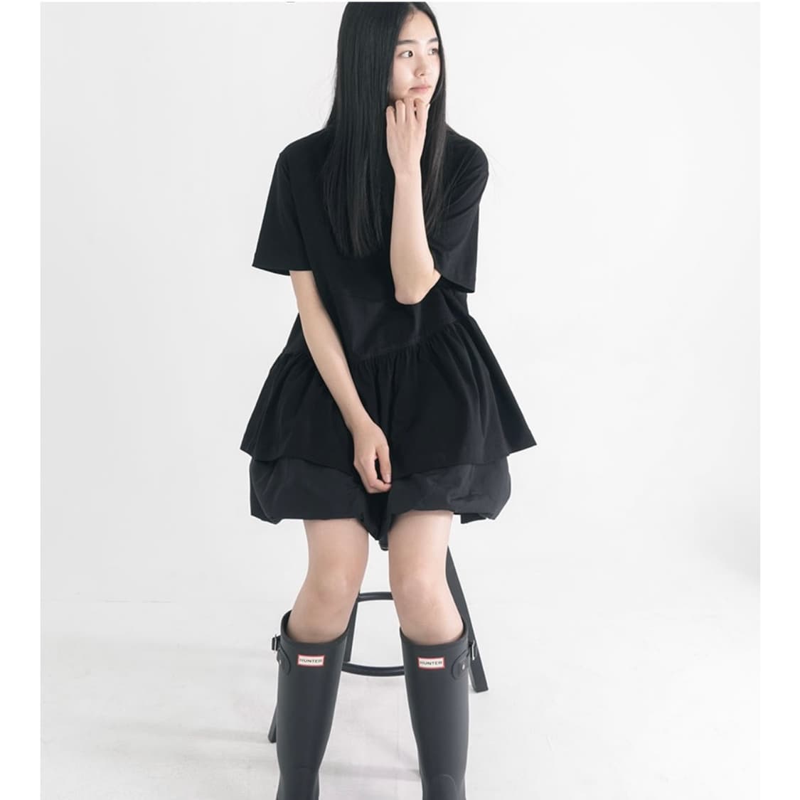 유노이아 Half Sleeve Cut Line Frill T Shirt 상품이미지2