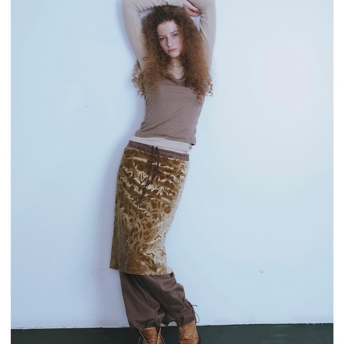 Jacquard skirt Beige 상품이미지2