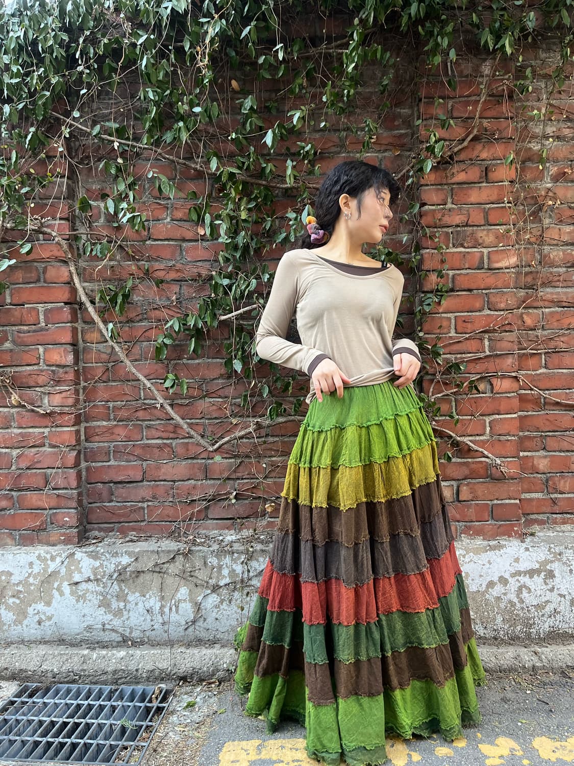 히피 패치워크 롱스커트 상품이미지4