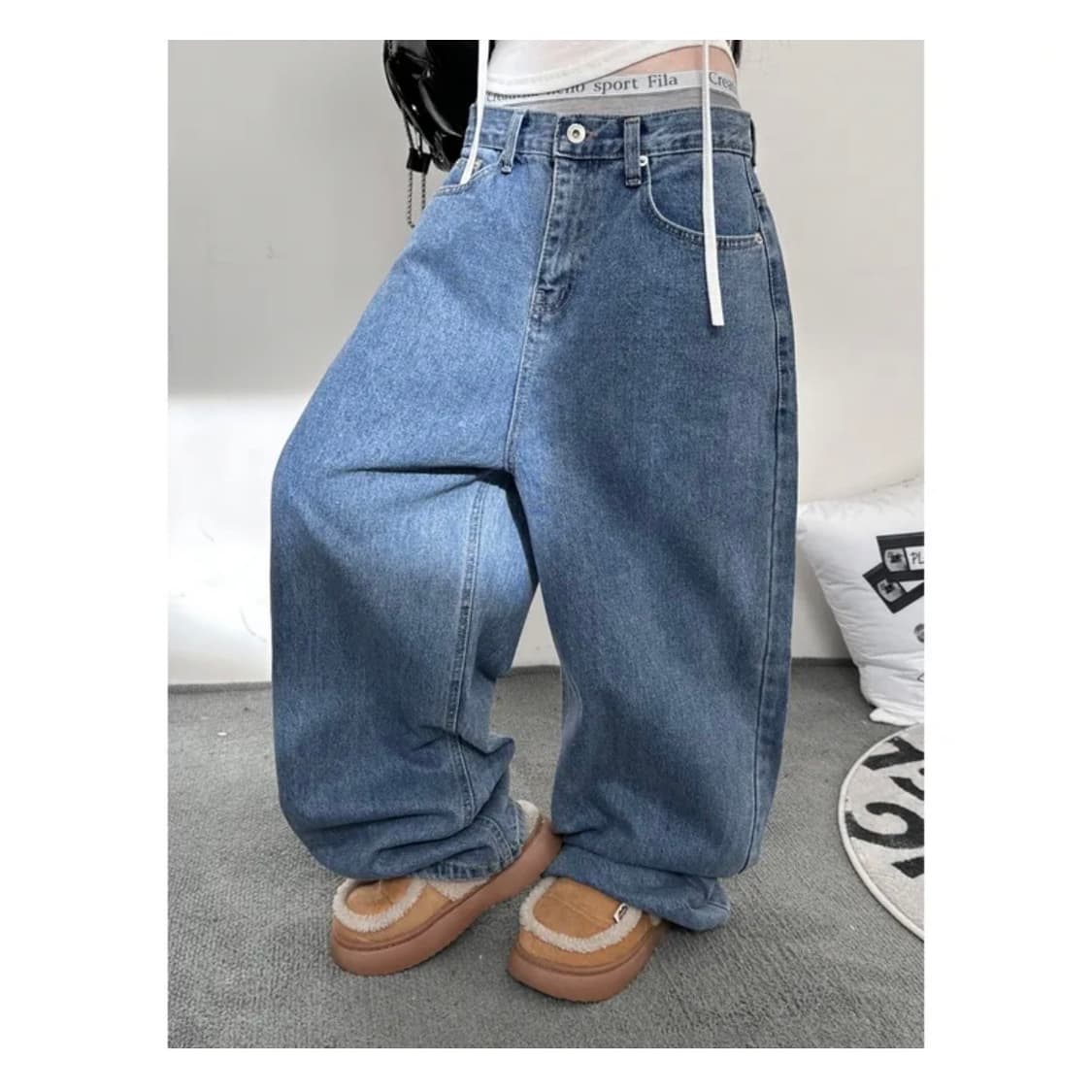 UNISEX 와이드 데님 팬츠 (L) 상품이미지1