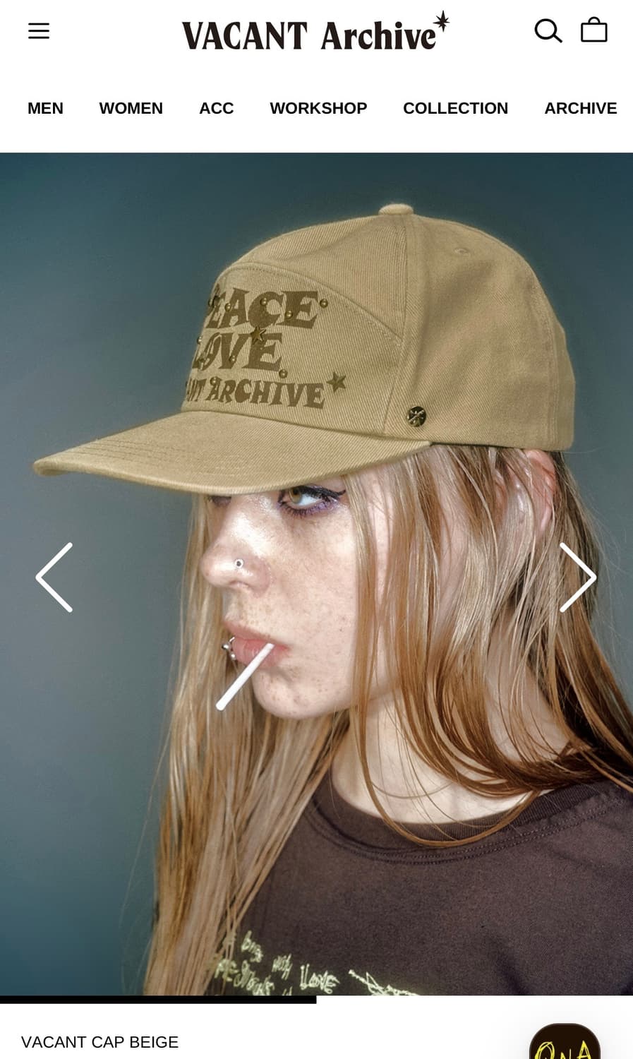 vacant archive 베이컨트 cap 베이지 상품이미지1