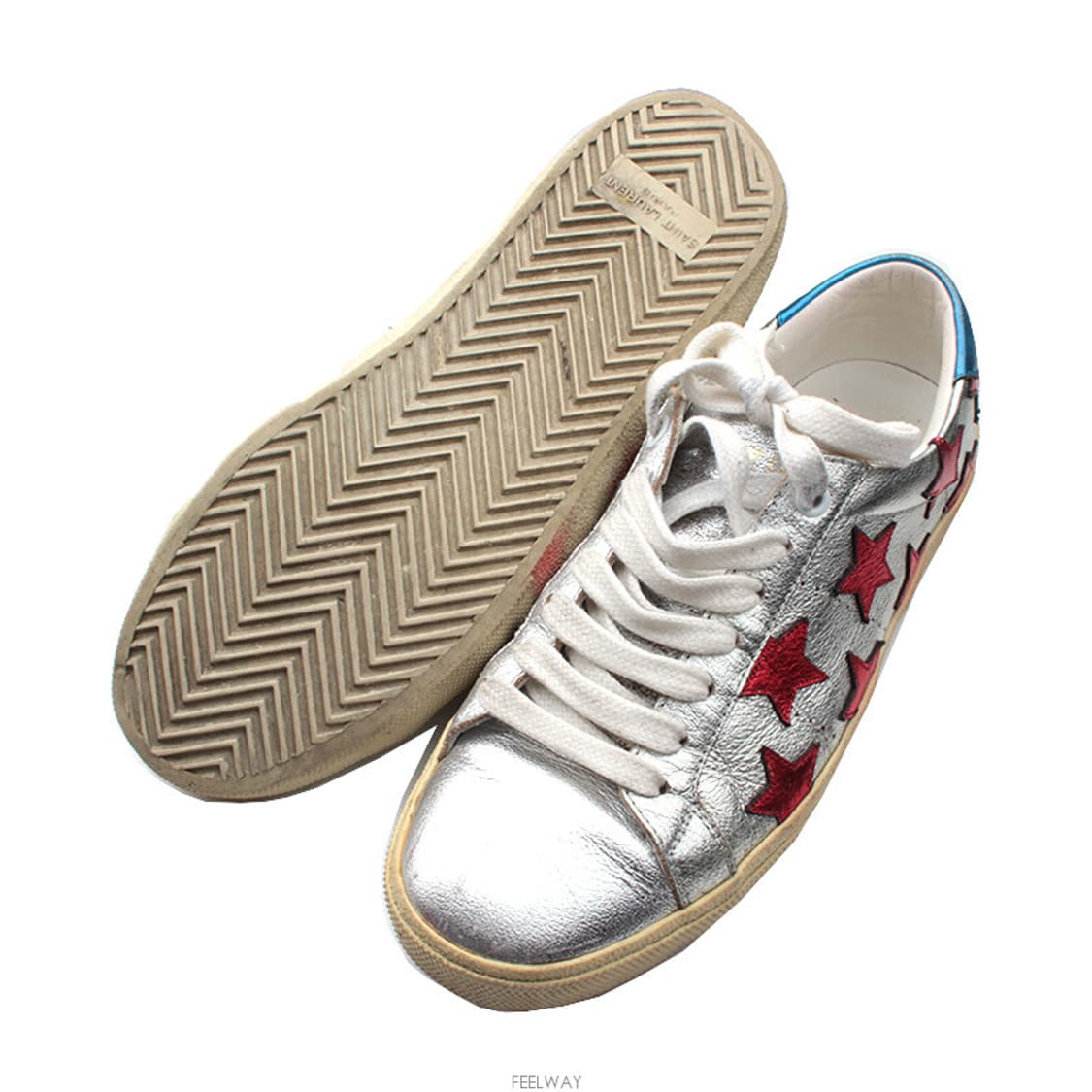 생로랑파리 실버&레드 메탈릭 스타 스니커즈 37 상품이미지3