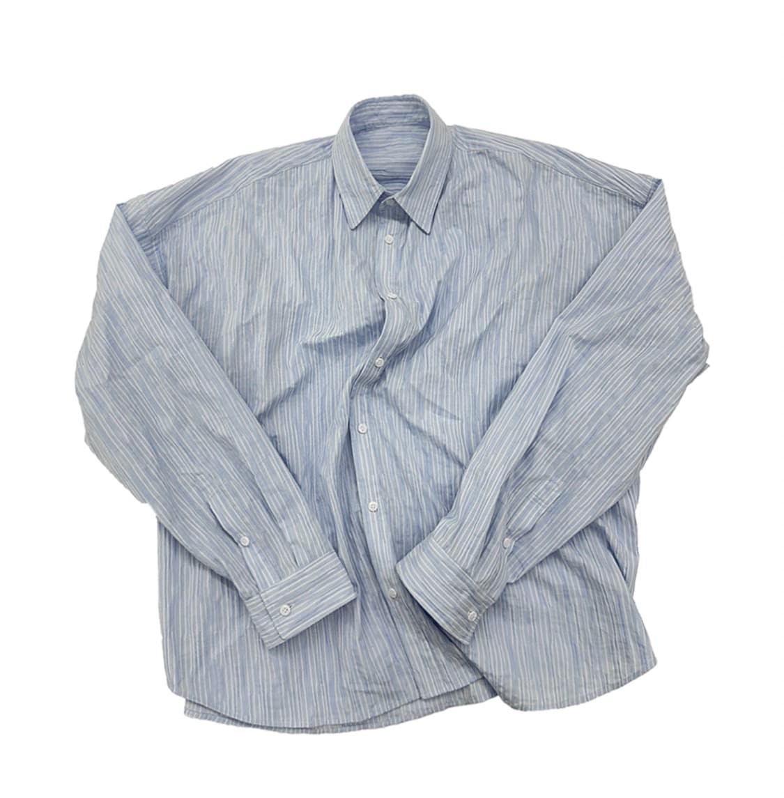 [1] 논노드 플렉시블 스트링 턱트 스트라이프 셔츠 스카이 블루 상품이미지1