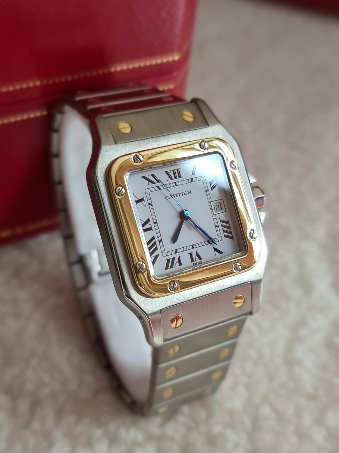 까르띠에 산토스 까레 18K 콤비 라지 오토메틱 시계 상품이미지2