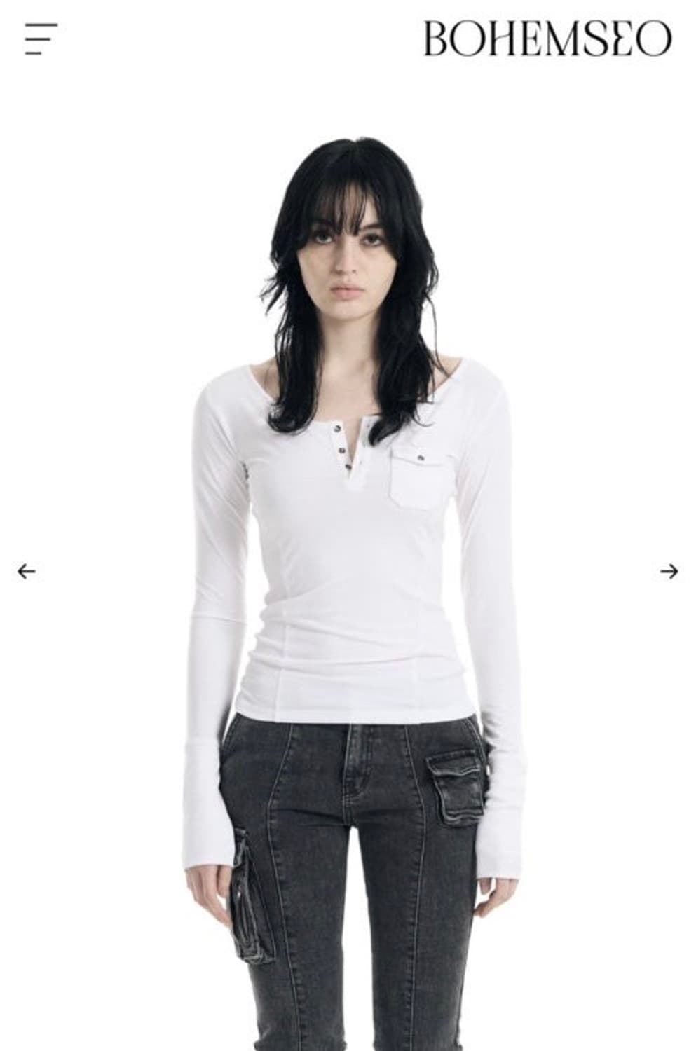 보헤미안서울 빈티지 버튼 포켓탑 아이보리 상품이미지1