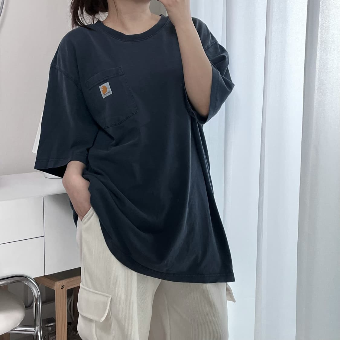 [정품] 칼하트 네이비 포켓 반팔티 [ 루즈핏XL ] 상품이미지1