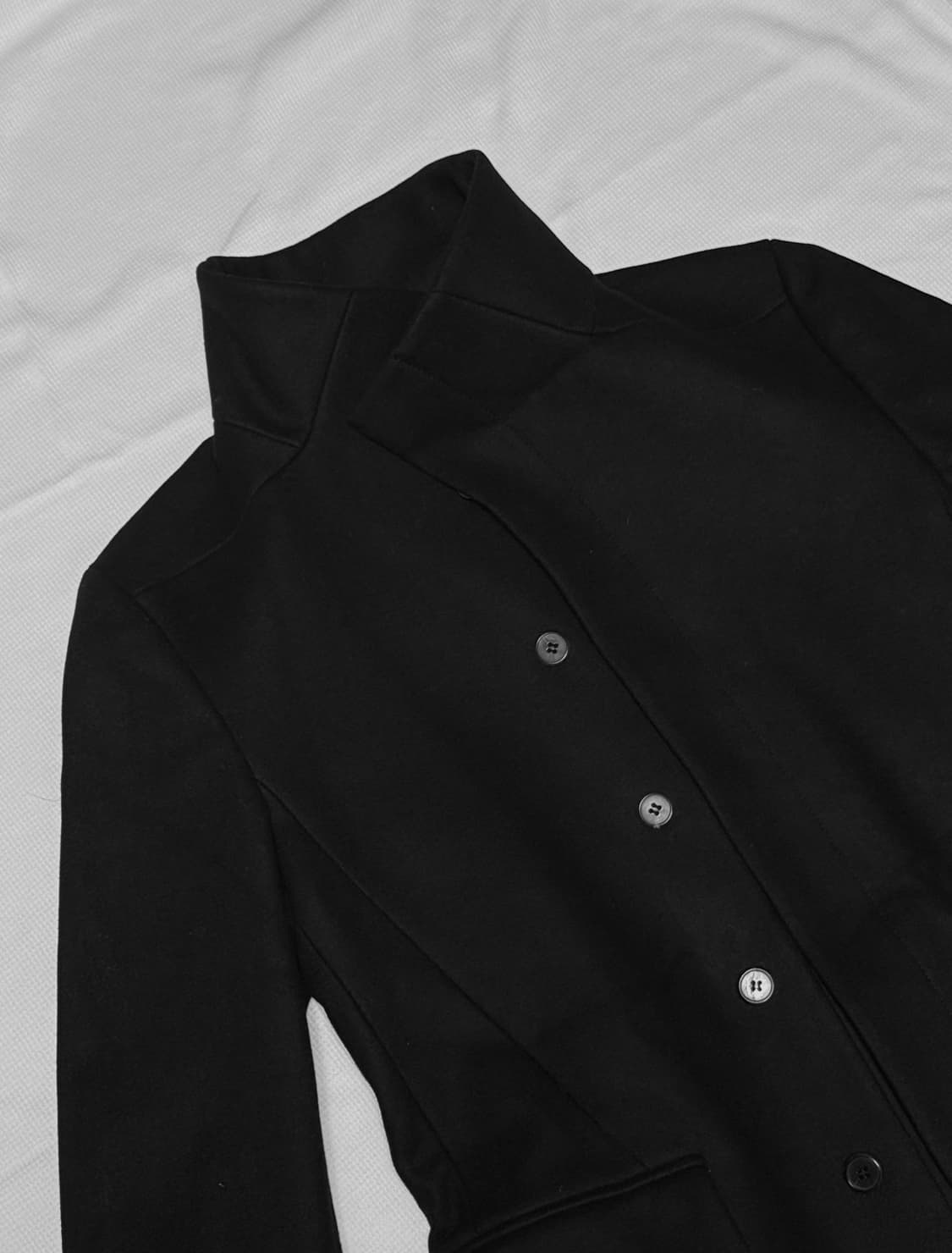 Solid Homme High Neck Hide Button Coat 상품이미지1