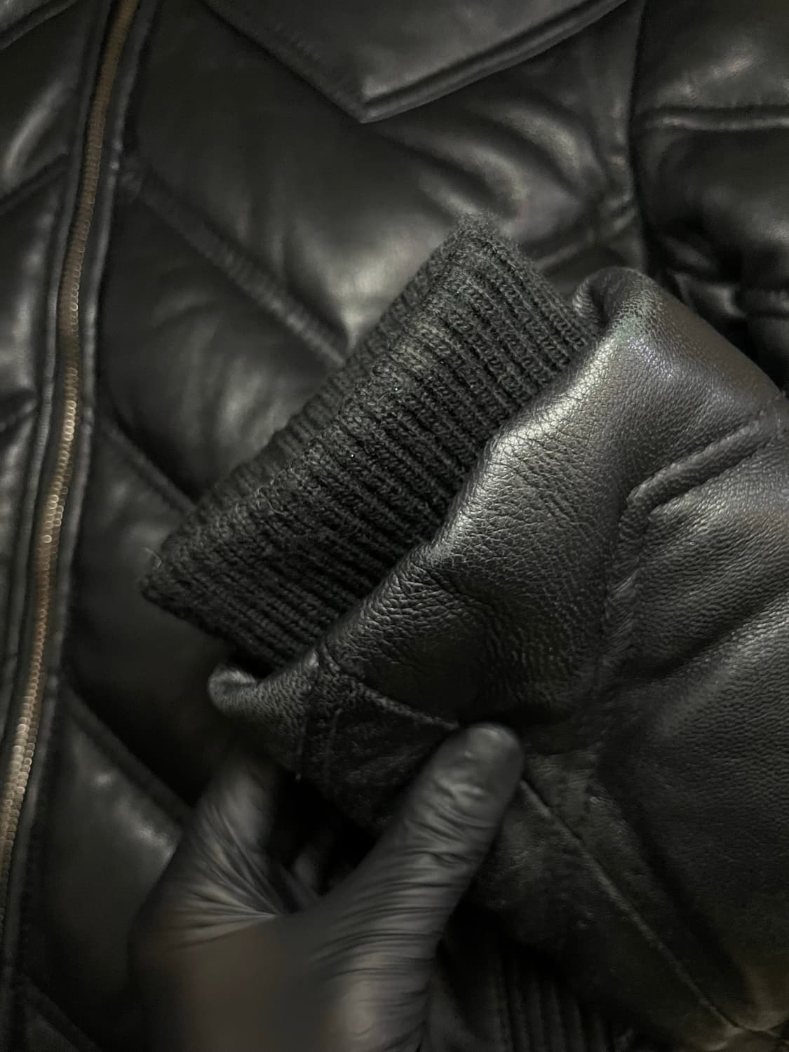 후드 레더 다운 자켓 상품이미지3