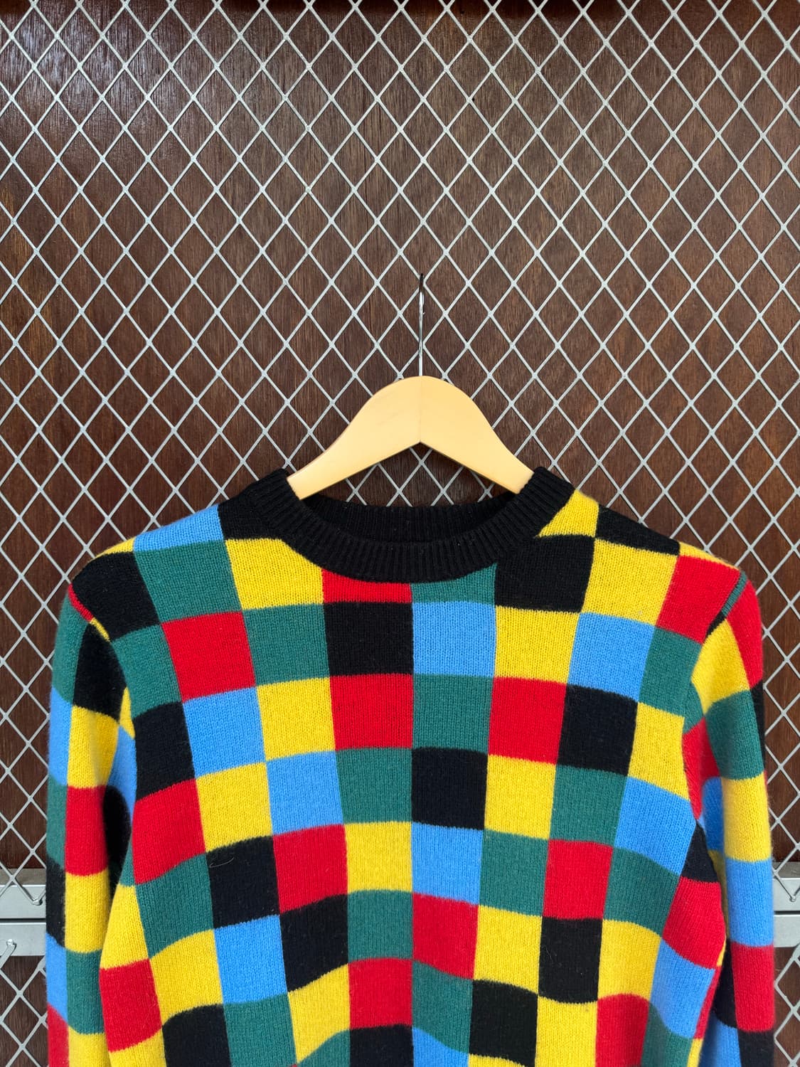 BEAMS 빔즈 컬러풀 체크 패턴 니트 울 니트 S 상품이미지2