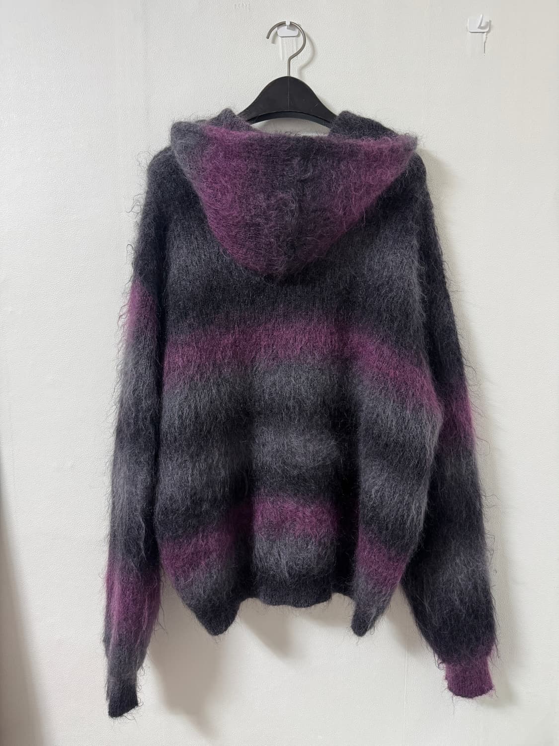 슈프림 x 히스테릭 글래머 모헤어 집업 후드 스웨터 블랙  상품이미지3