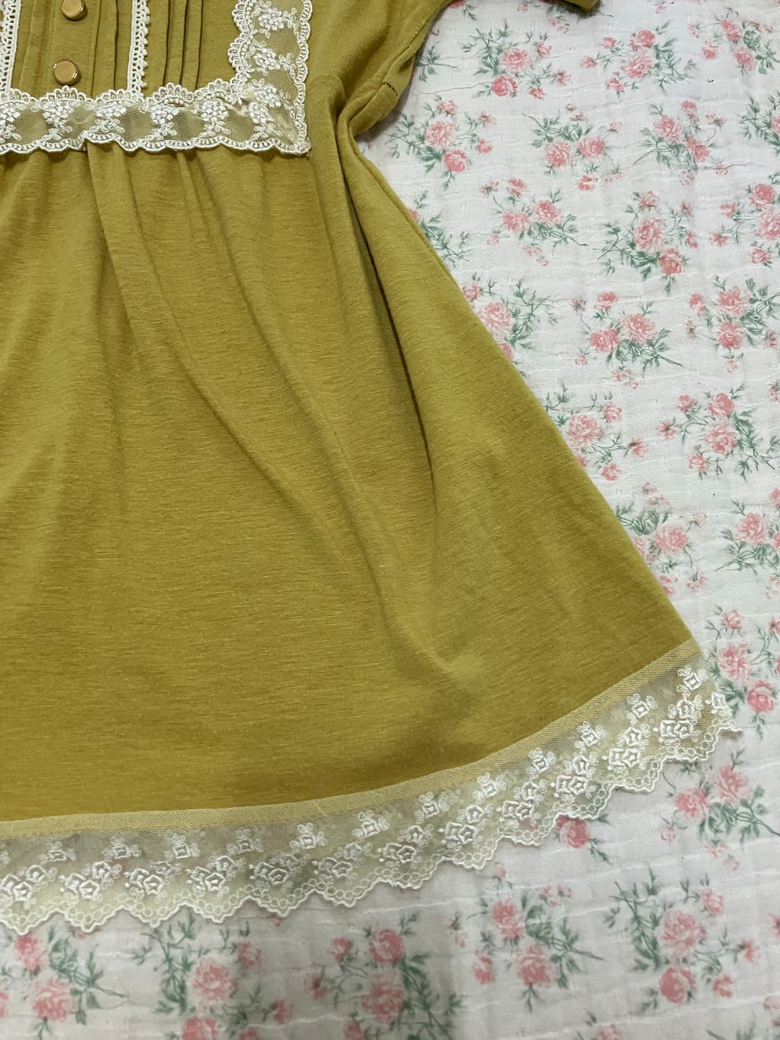 빈티지 옐로우 레이스 블라우스 1108 모리걸 y2k 스트릿 갸루 펑키  상품이미지7