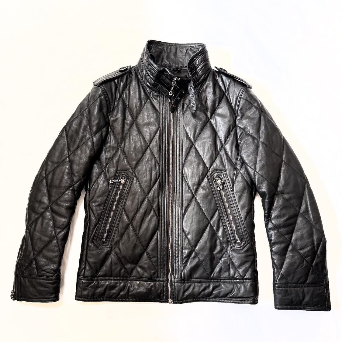 MALE&CO - 하이넥 레더 자켓 상품이미지1