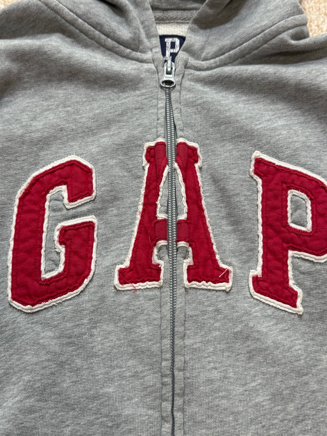 갭 후드 집업 그레이 빅 로고 레드 패치 올드스쿨 라지 L 상품이미지2