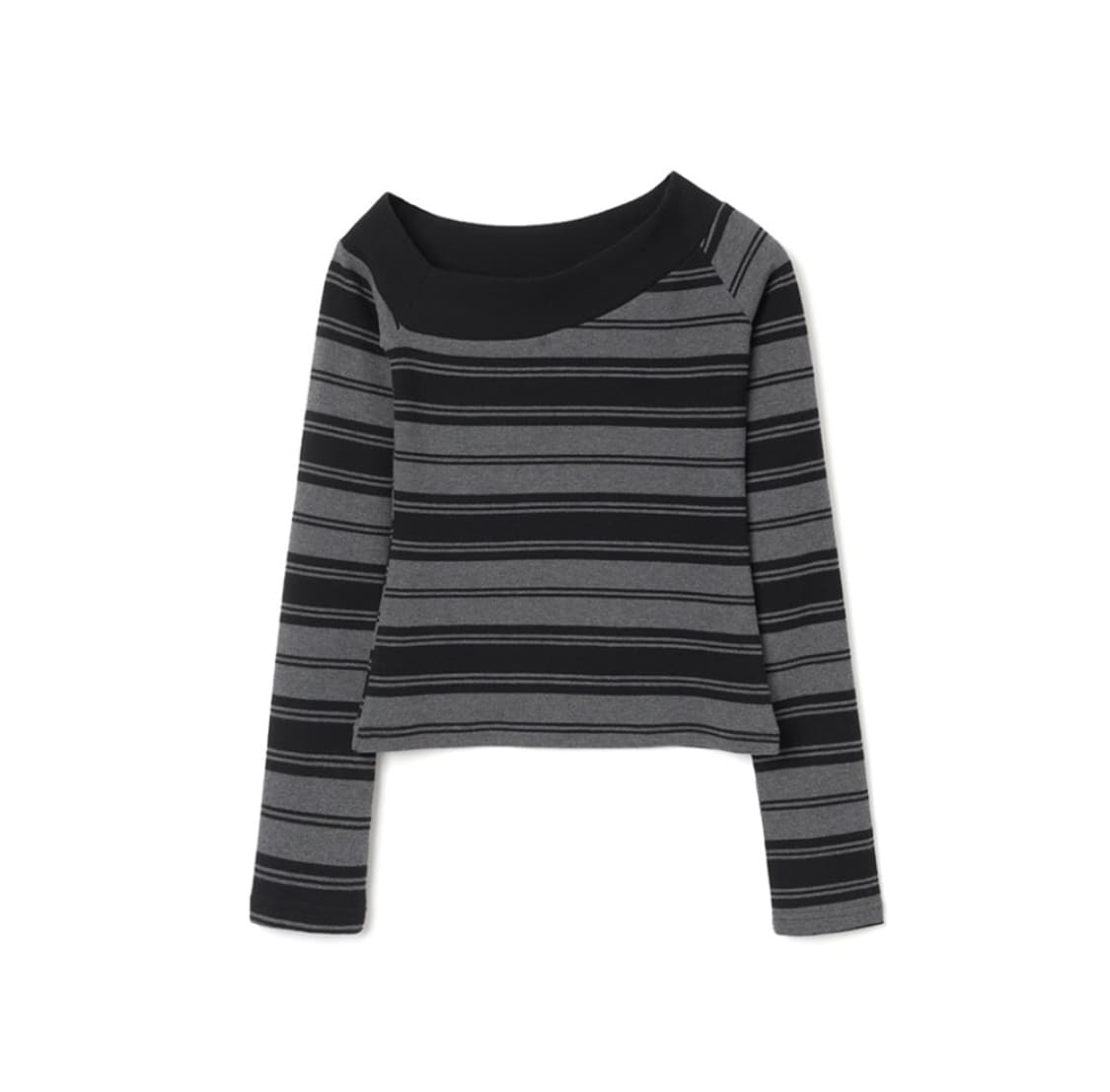 밀로우먼 원숄더 스트라이프 티셔츠 (차콜그레이) 상품이미지3