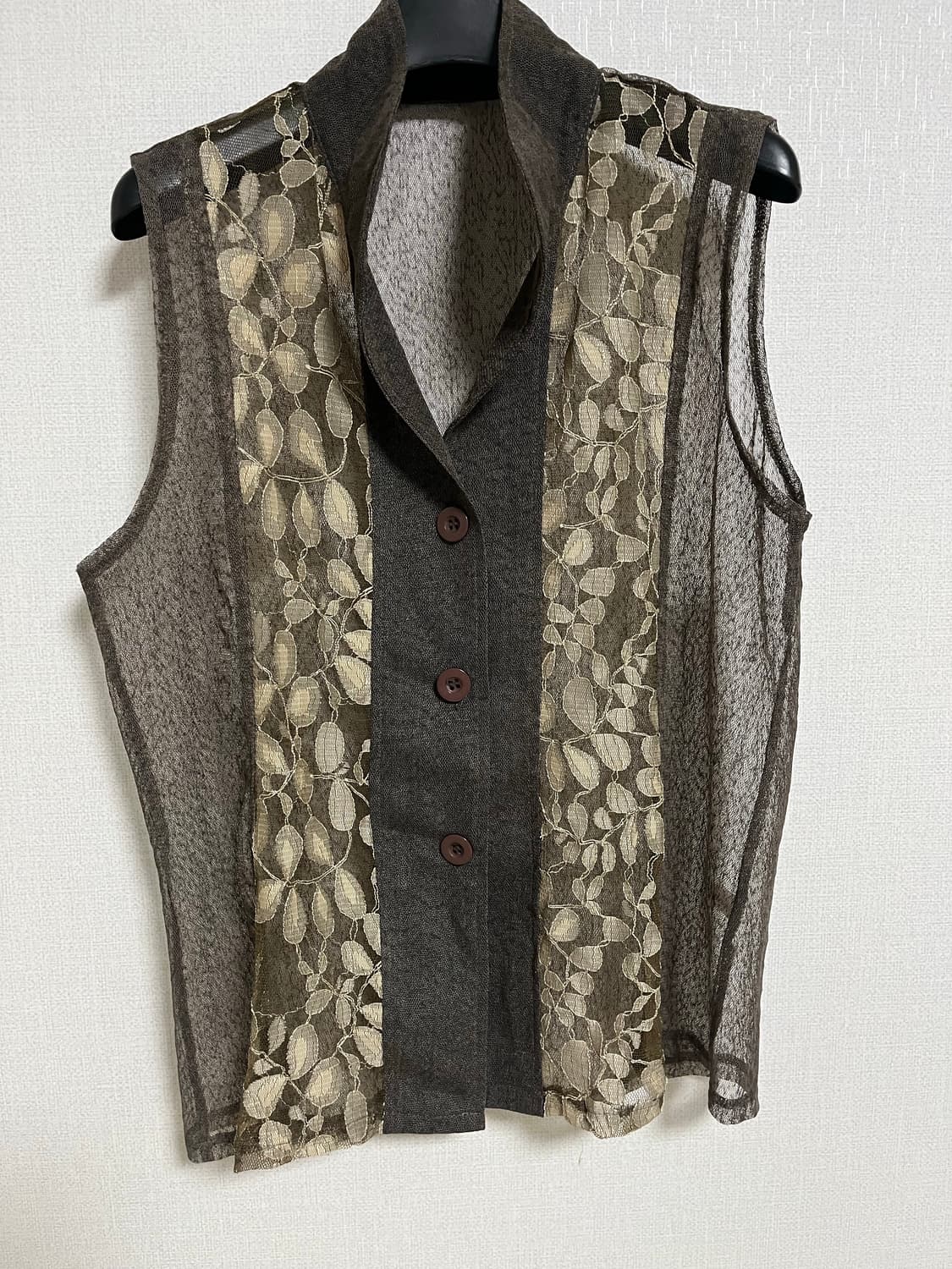 일본 빈티지 여성 레이스 배색 조끼 상품이미지1