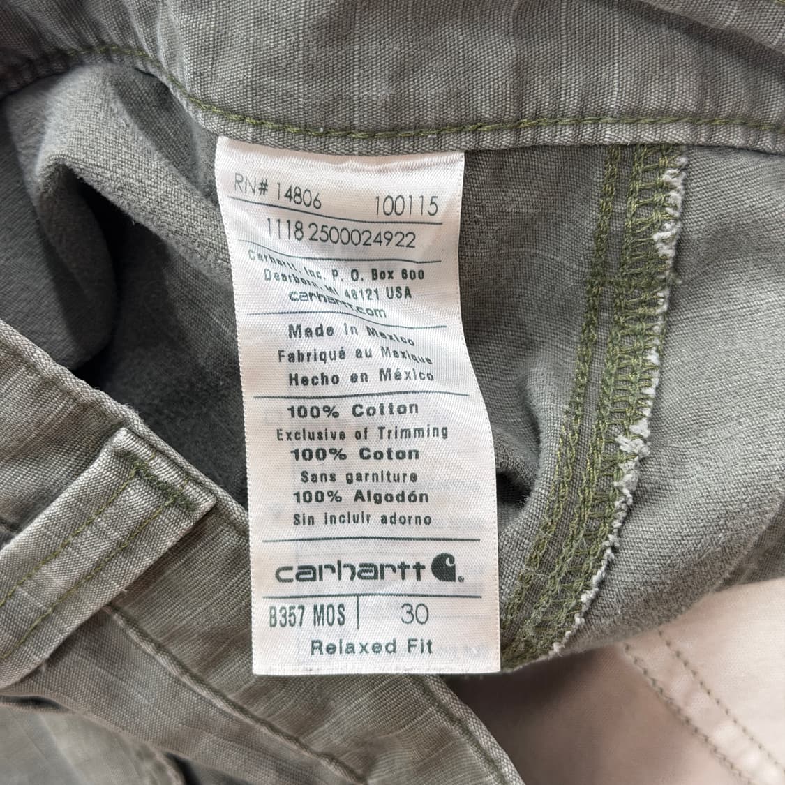 칼하트 빈티지 모스그린 카펜터 카고 쇼츠 반바지 30 상품이미지3