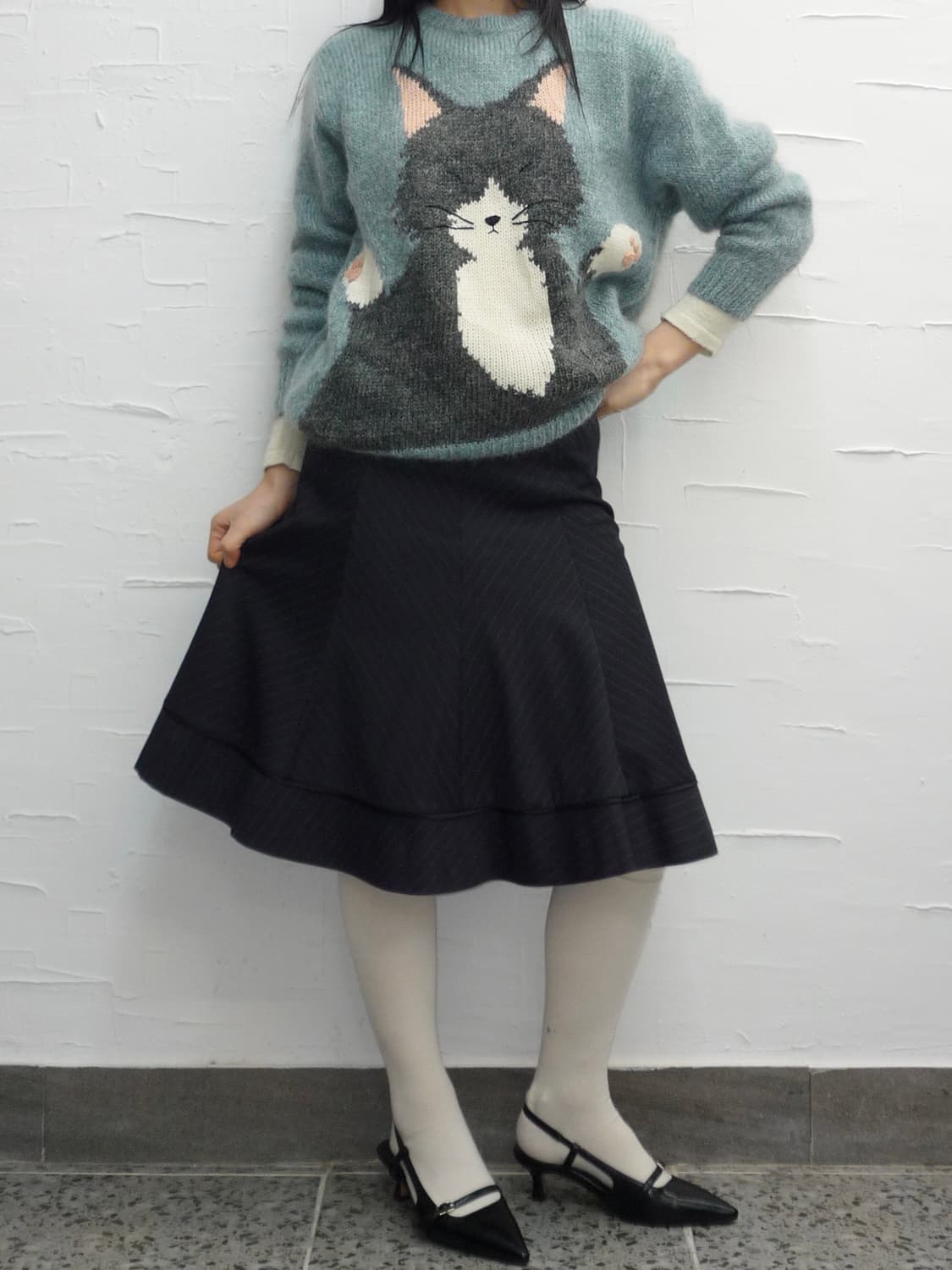 striped navy midi skirt 상품이미지3