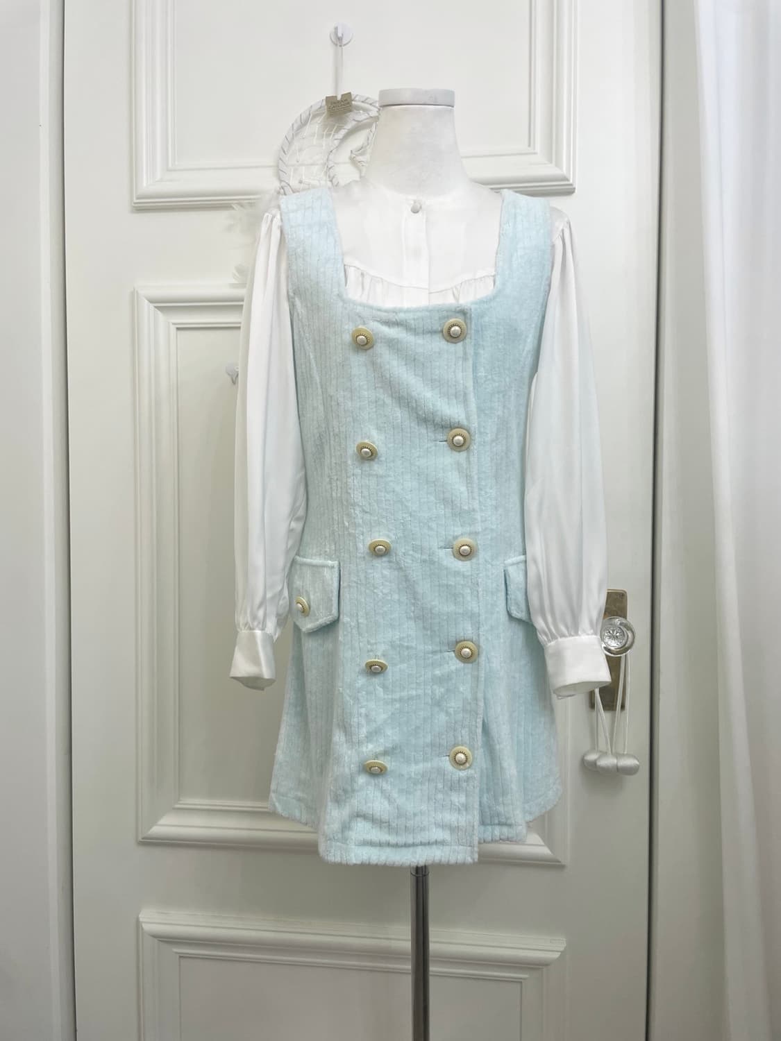 sheer mintblue button point opc&white sh 상품이미지1