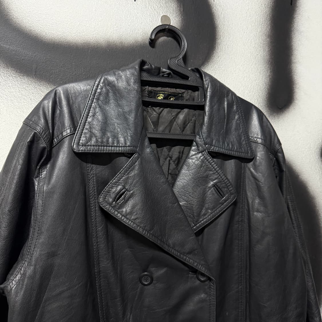 VTG 빈티지 100% 카우 레더 소가죽 더블 버튼 코트 상품이미지3