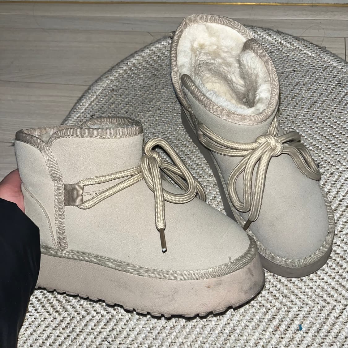 보솜 리본 베이지그레이 어그부츠 230 상품이미지1