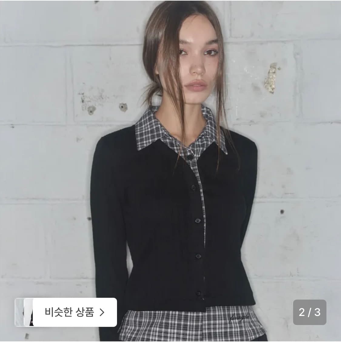 팬시클럽 체크 셔츠 레이어드 가디건 상품이미지1