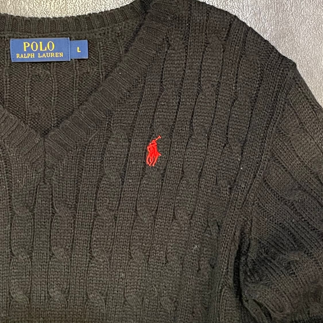 [IM] polo 폴로랄프로렌 꽈배기 V넥 블랙 니트 상품이미지3