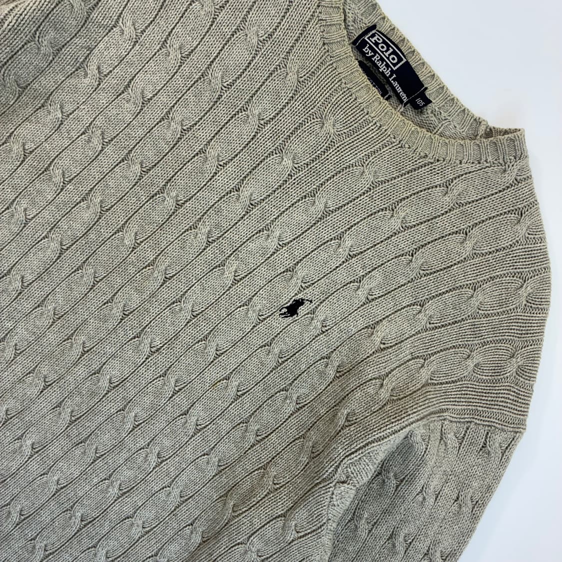 Polo  폴로 랄프로렌 자수 코튼 그레이 꽈배기 니트  상품이미지3