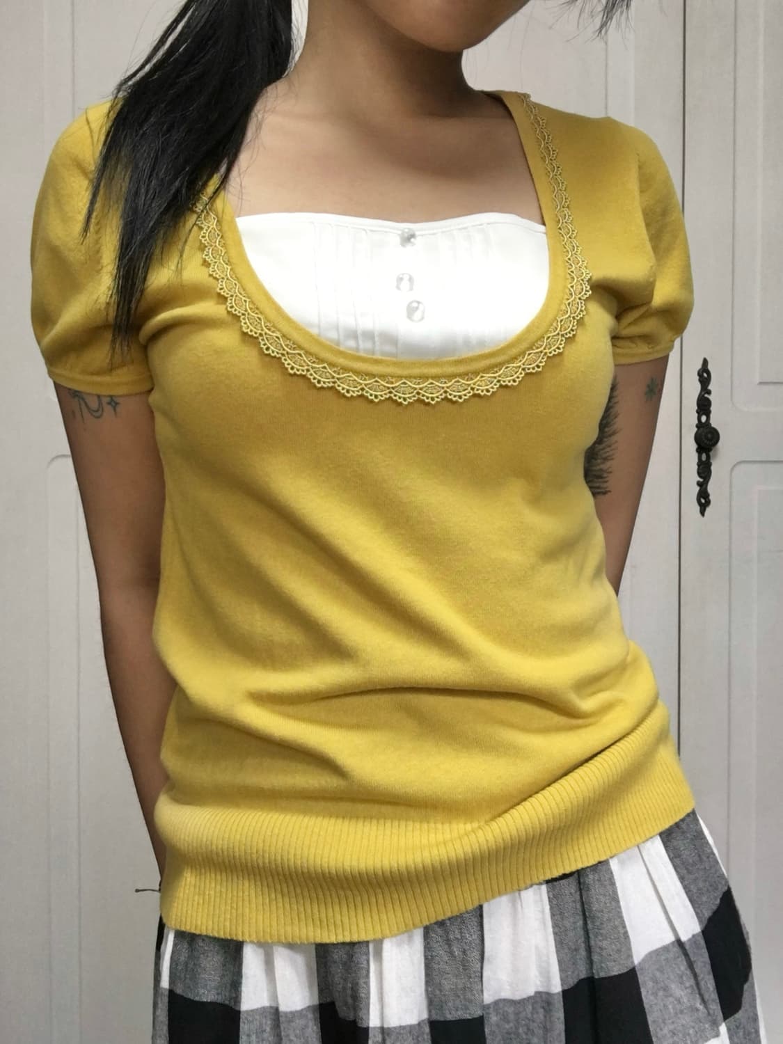 yellow layered top 상품이미지1
