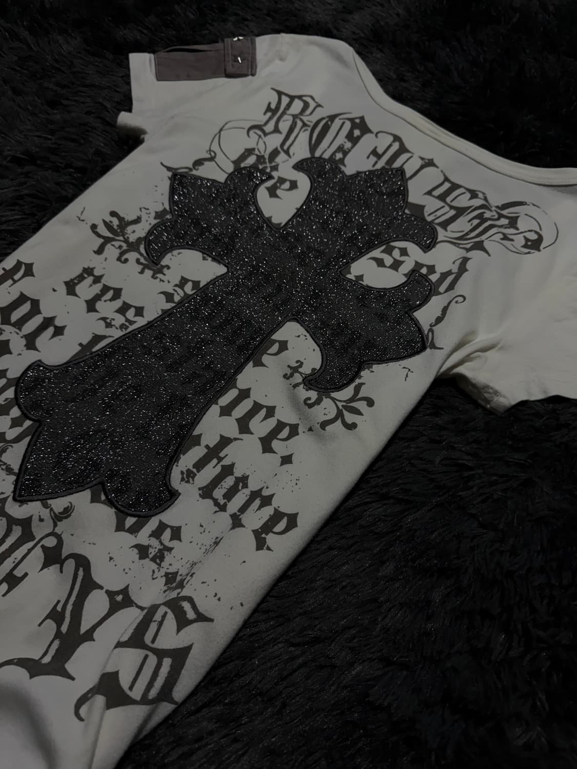 DURER 십자가 레터링 글리터 Y2K 반팔 상품이미지8