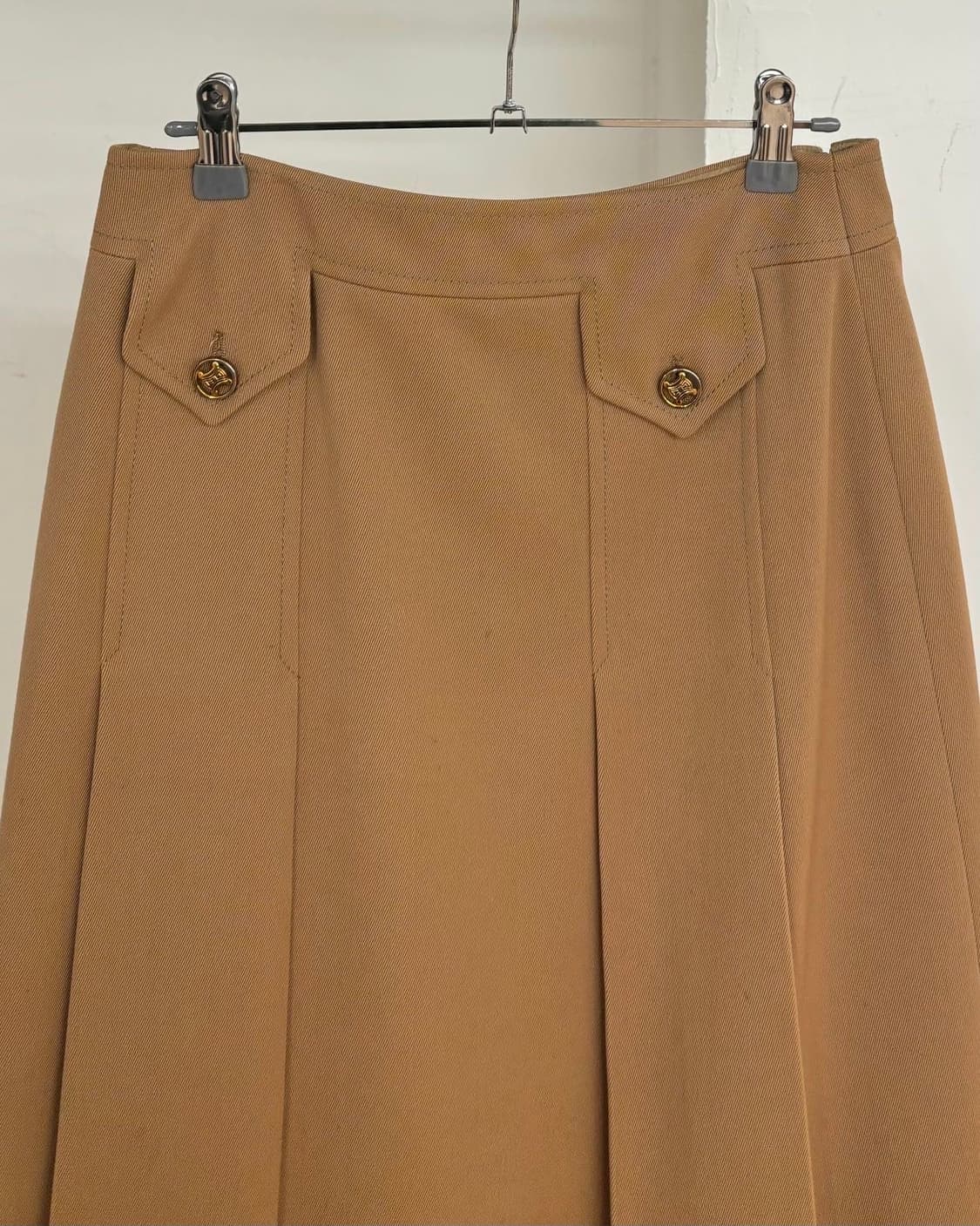 셀린느 브라운 핀턱 미디 스커트 상품이미지2