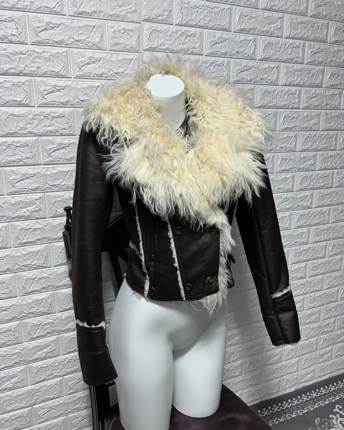 00’s 시어링 롱 헤어 쇼트 무스탕 상품이미지1