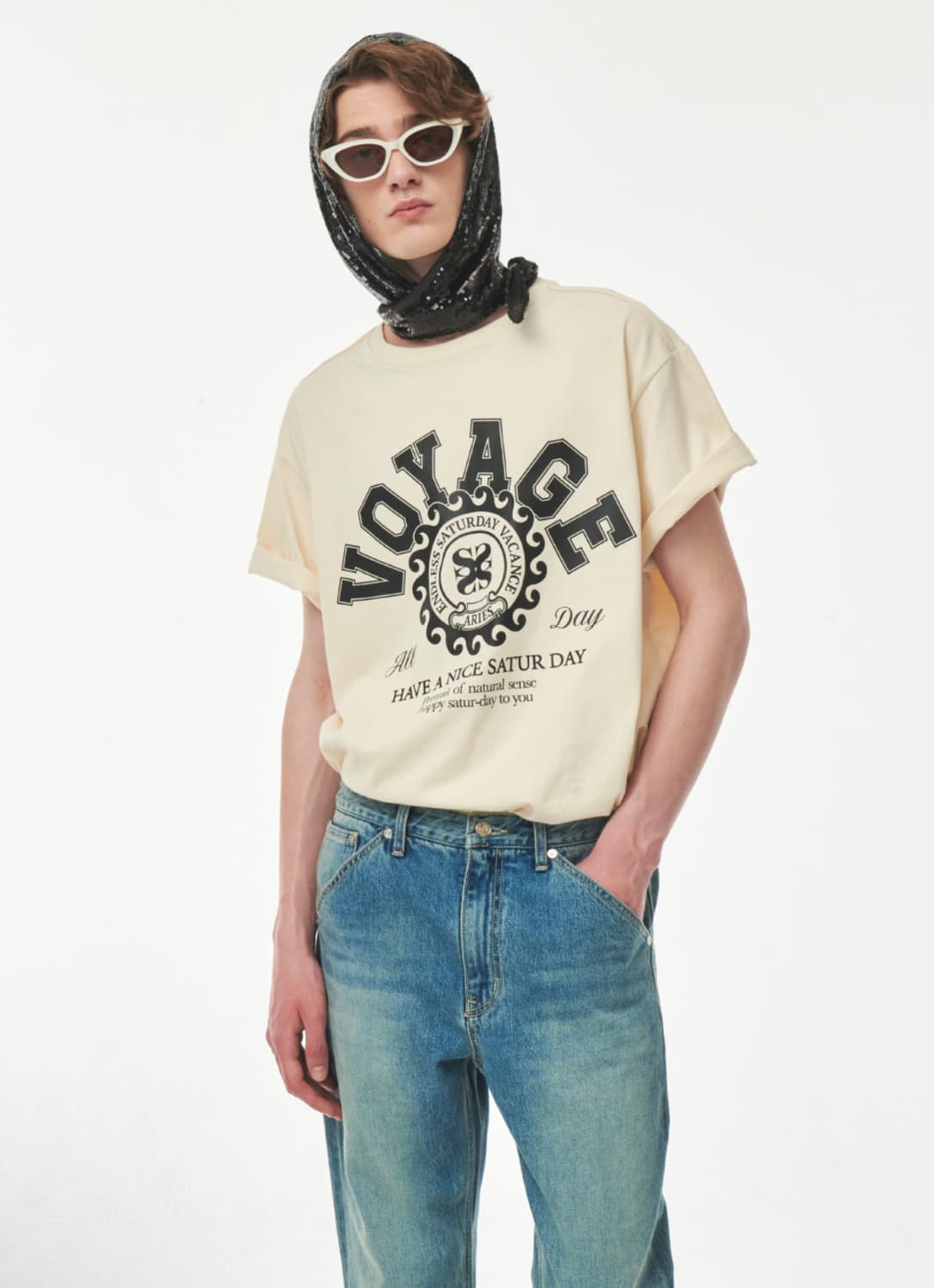 세터 본보야지 컬리지 그래픽 반팔 티셔츠 클라우드 크림 L 상품이미지2