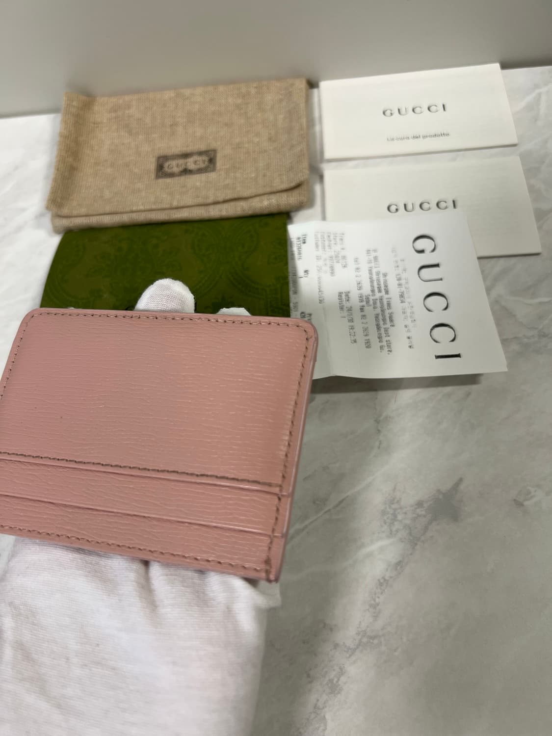 구찌 스크립트 라이트 레더 카드지갑 핑크 상품이미지6