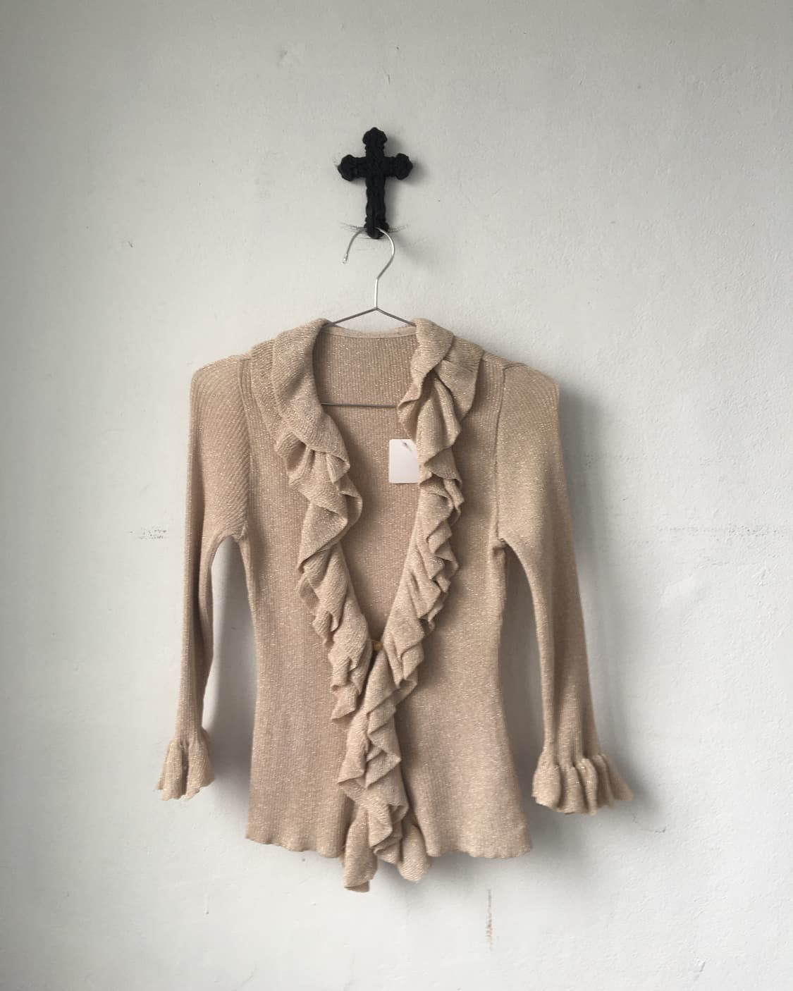 Glitter ruffle ribbed cardigan 상품이미지2
