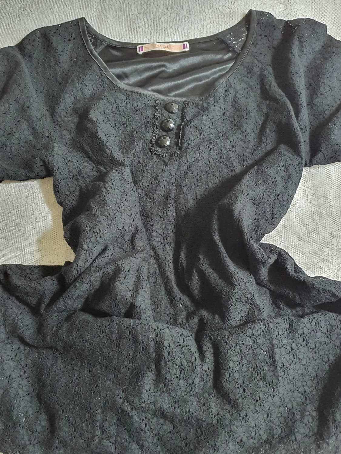 [일본빈티지] 모리걸 와구리 블랙 레이스 반팔 원피스 상품이미지6