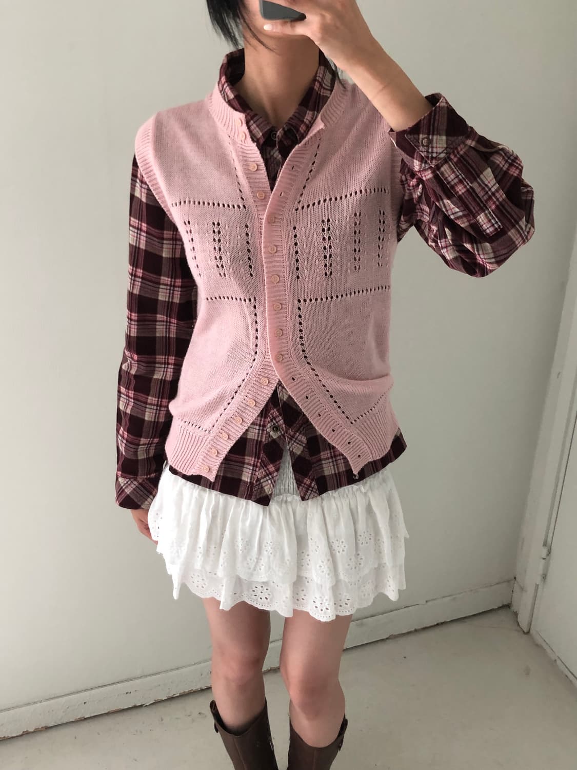 일본빈티지 베이비핑크 베스트  상품이미지4