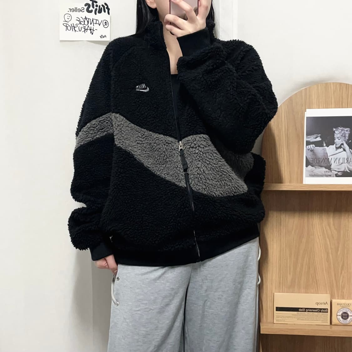 [정품] 나이키 블랙 그레이스우시 뽀글이 후리스 [ 105 ] 상품이미지2