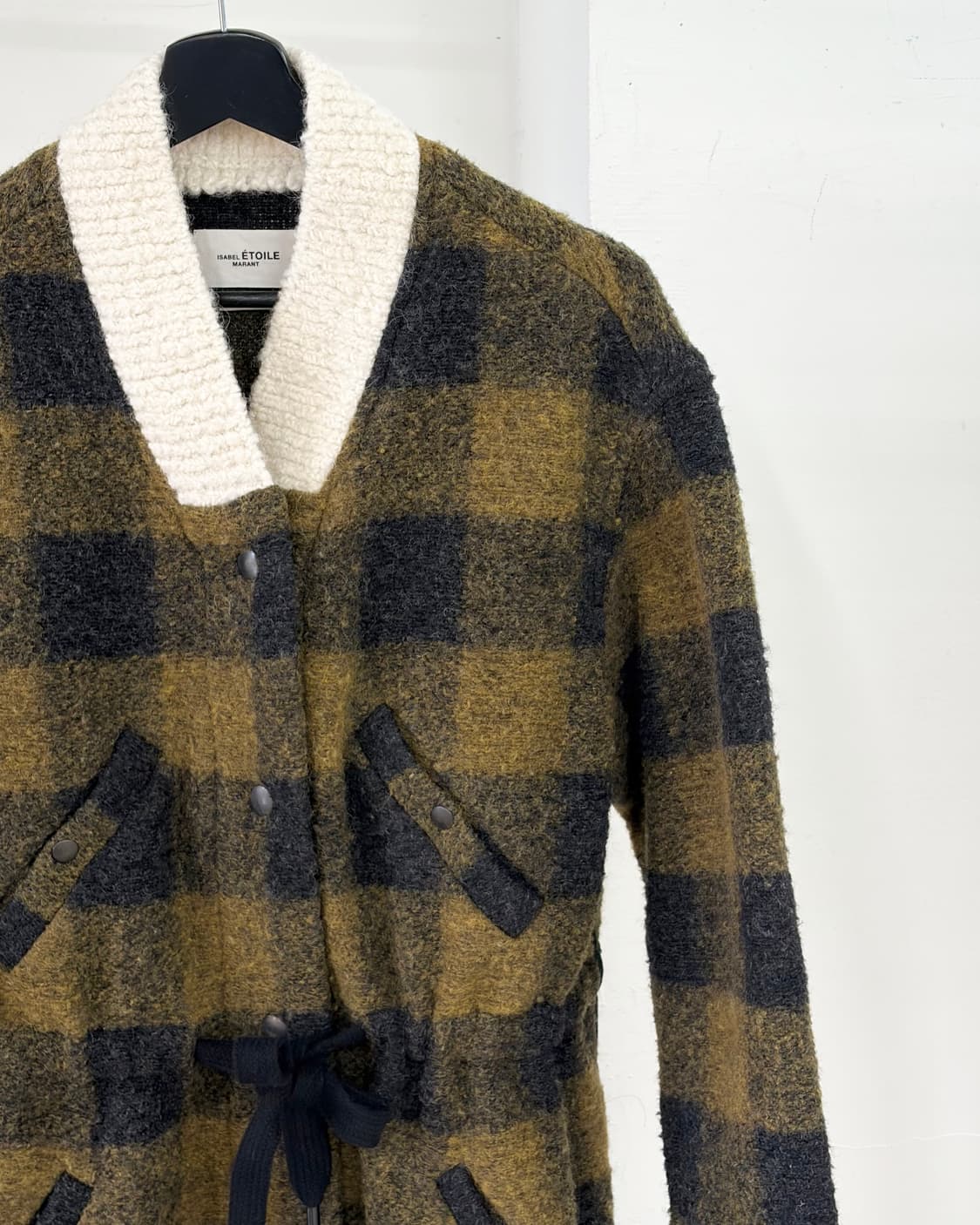 이자벨마랑 에뚜왈 딥옐로우 체크 울 롱 코트  상품이미지3