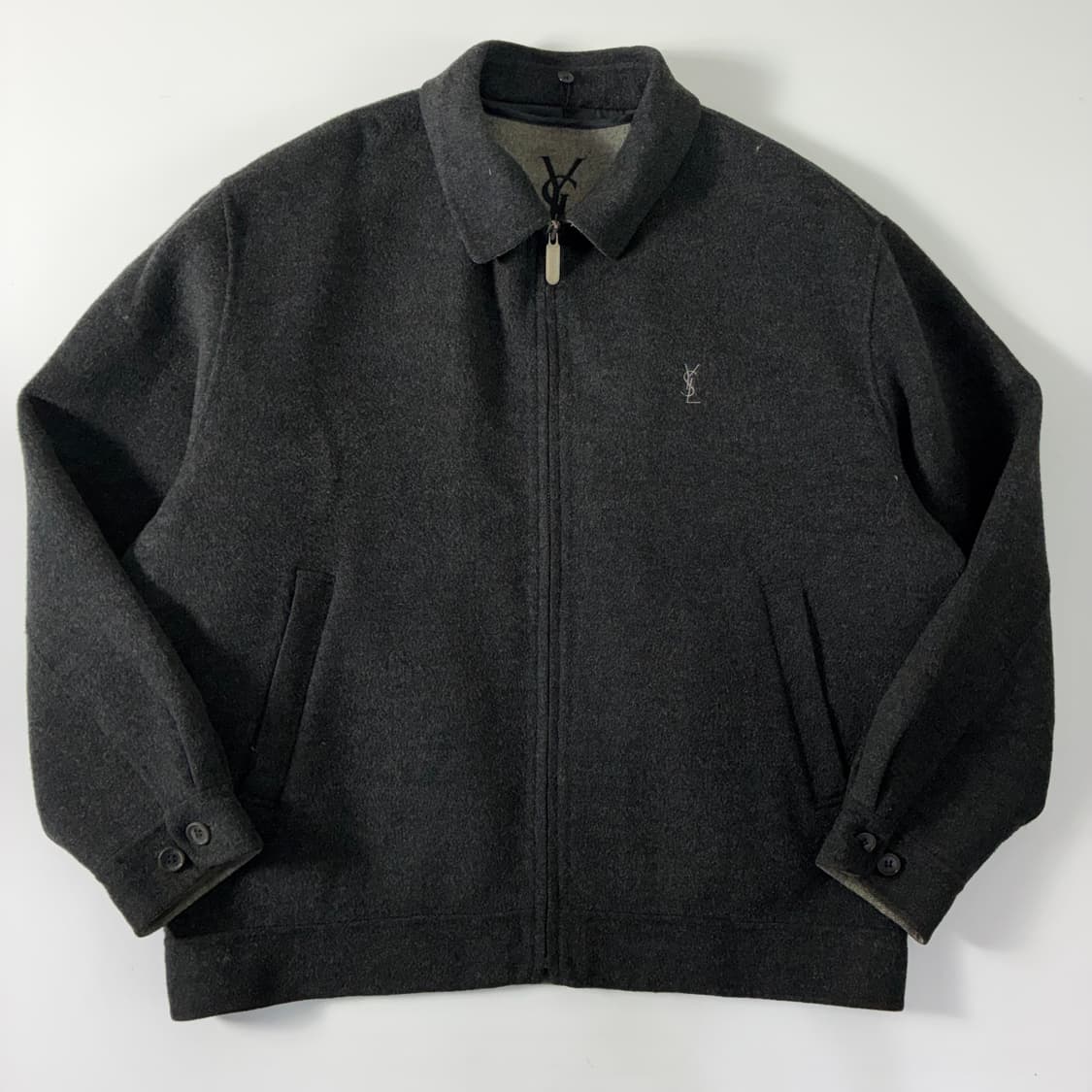 Yves Saint Laurent  입생로랑 퍼카라 울 블루종 차콜 자켓 상품이미지2