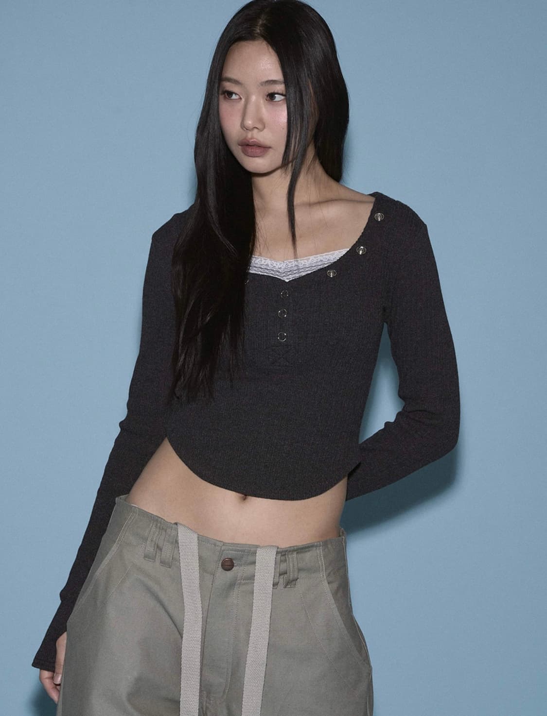 플리즈노팔로우 버니탑 차콜 상품이미지2