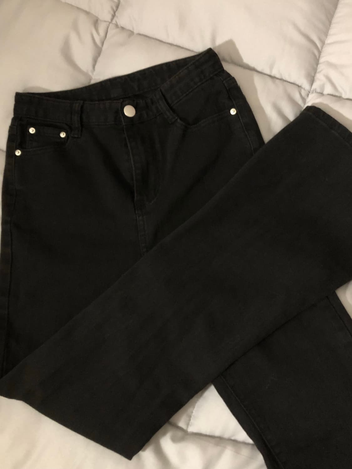 코튼 슬림 부츠컷 팬츠 블랙 상품이미지2