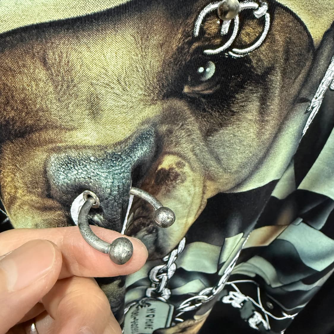 XL 빈티지 피어스 불독 프린팅 롱슬리브 긴팔 티셔츠 락티 상품이미지4