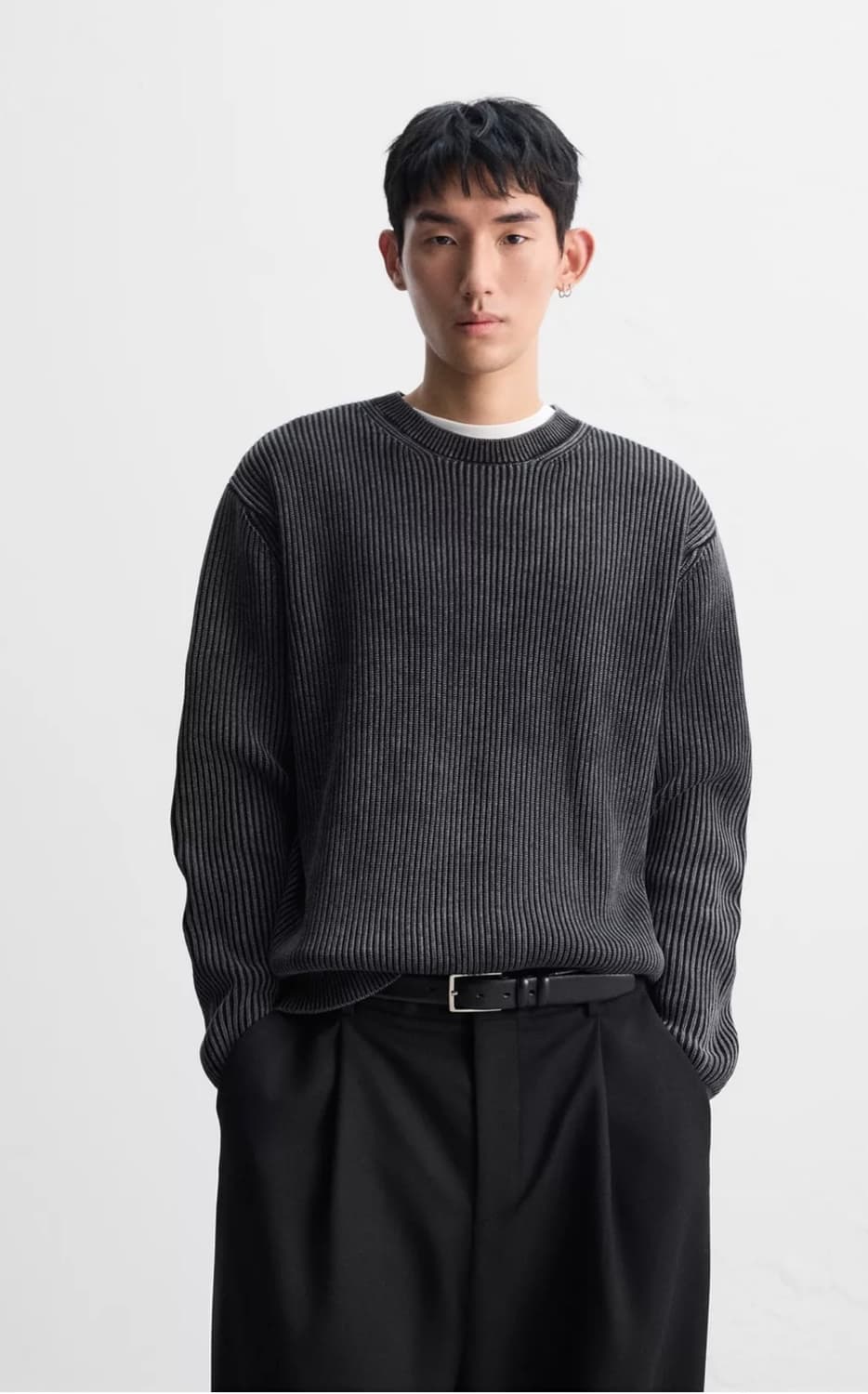 자라 워싱 처리 펄 니트 스웨터 블랙 M사이즈 상품이미지5