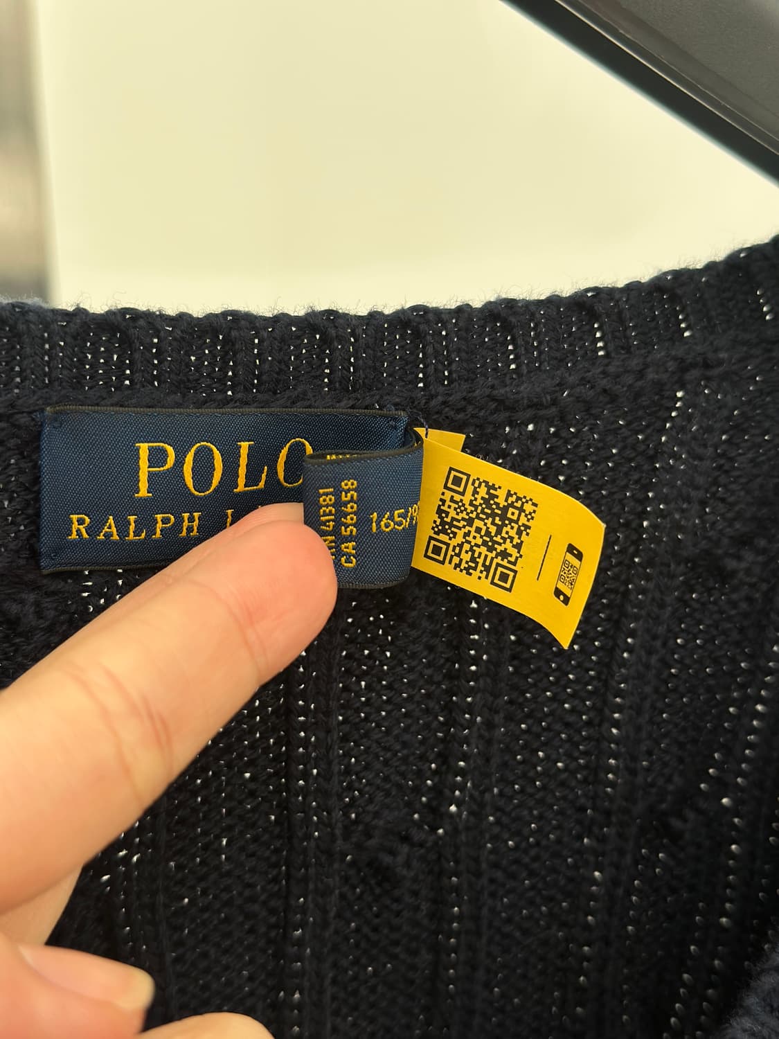 폴로 랄프로렌 네이비 V넥 케이블 니트  상품이미지6